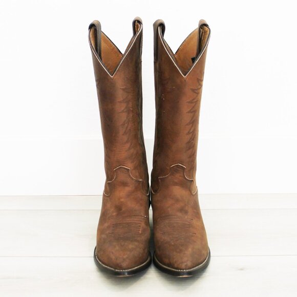 Justin Boots Apache Bay Distressed Brown Leather Womens Cowgirl Boots L4935 6.5B - Picture 3 of 14